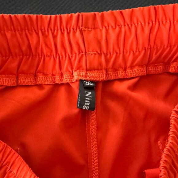 Tongtouy Slick Street Style Bright Orange Hip Hop Nylon Performance Pants Jogger - Picture 8 of 10